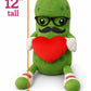 Mr. Pickle with Love Heart Valentines Day Plush Toy - 12 Inch Funny Stuffed Pickle Doll, Cute Hugging Plush Gift for Kids, Couples, Pickle Lovers
