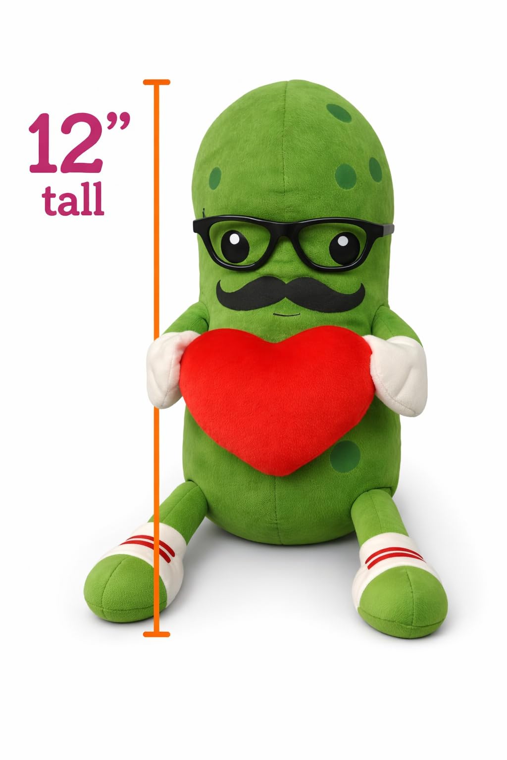 Mr. Pickle with Love Heart Valentines Day Plush Toy - 12 Inch Funny Stuffed Pickle Doll, Cute Hugging Plush Gift for Kids, Couples, Pickle Lovers