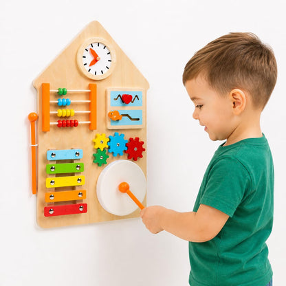 Melemma Wall Sensory Board for Toddlers 1-3 | Montessori Wall Busy Board for Playrooms, Nurseries, Daycare | No Assembly & Quick Install | 17.5 x 11.5