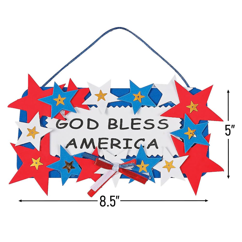 Fun Express God Bless America Sign Craft Kit, Makes 12 Foam Signs - 4th of July Crafts for Kids