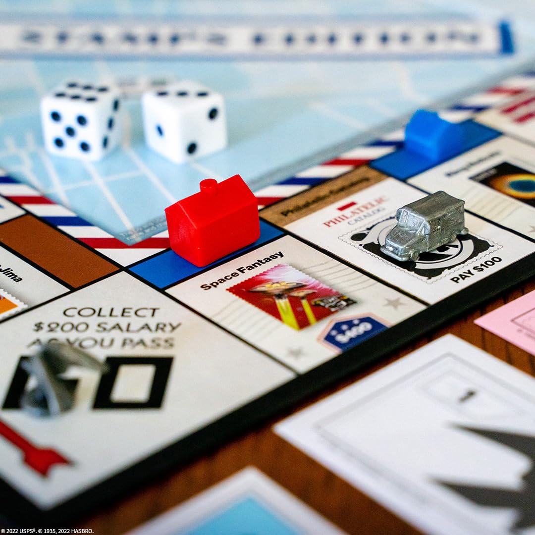 Monopoly: U.S. Stamps Edition | Buy, Sell, Trade Iconic & Collectible USPS Stamps | Classic Monopoly Game | Officially-Licensed United States Postal