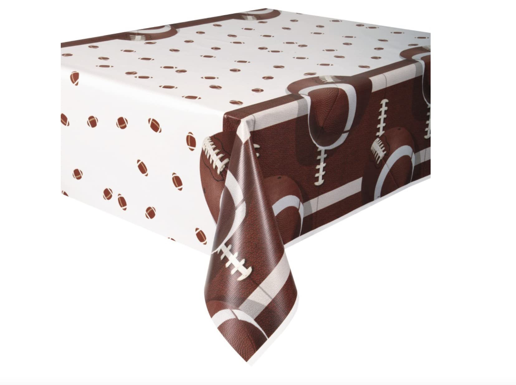 Multicolor Football Party Rectangular Plastic Table Cover - 54" x 84", (1 Count) - Premium Quality, Eye-catching Design & Easy Cleanup - Perfect