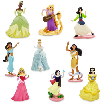 Disney Store Official Princess Deluxe Figurine Play Set - 9 Fully Sculpted Disney Figures with Attached Bases - Includes Rapunzel, Cinderella, Aurora