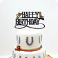 Cowboy Happy Birthday Cake Topper Western Boy Party Decoration Wild West Theme Supplies Hat Boot Brown