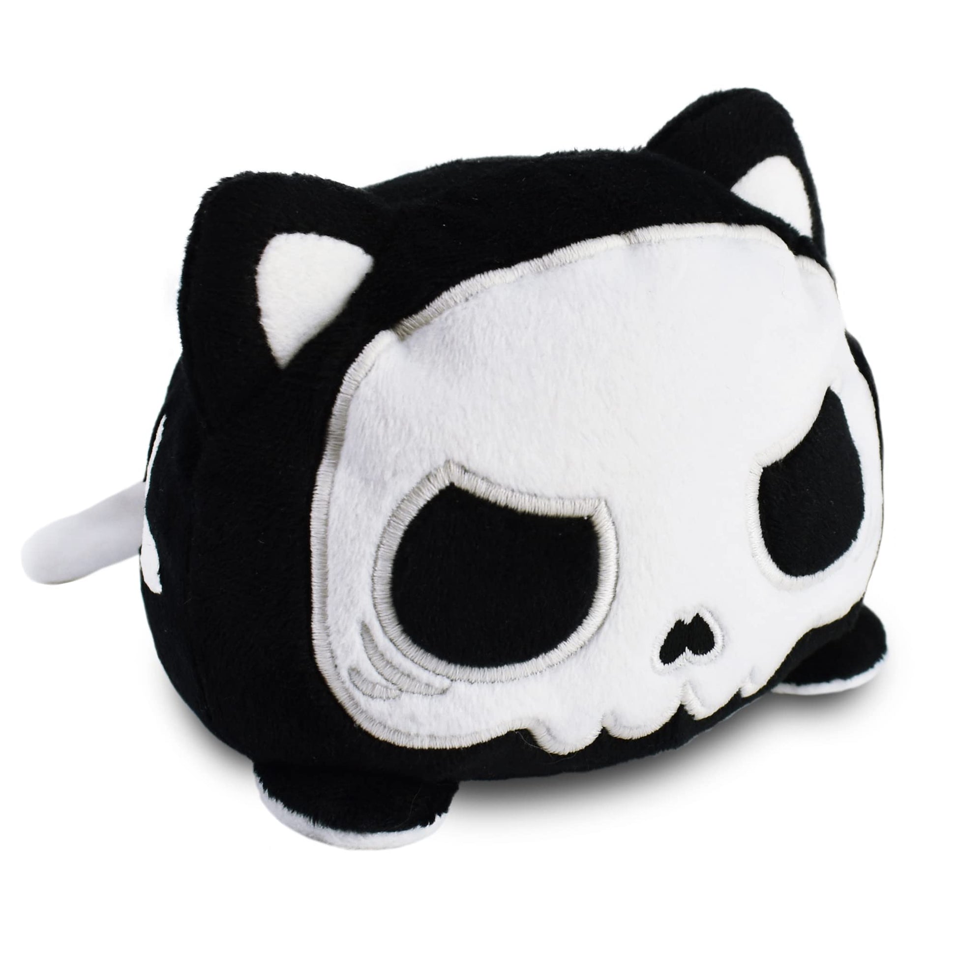 TeeTurtle - The Original Reversible Cat Plushie - White + Skeleton - Glows in the Dark! - Cute Sensory Fidget Stuffed Animals That Show Your Mood