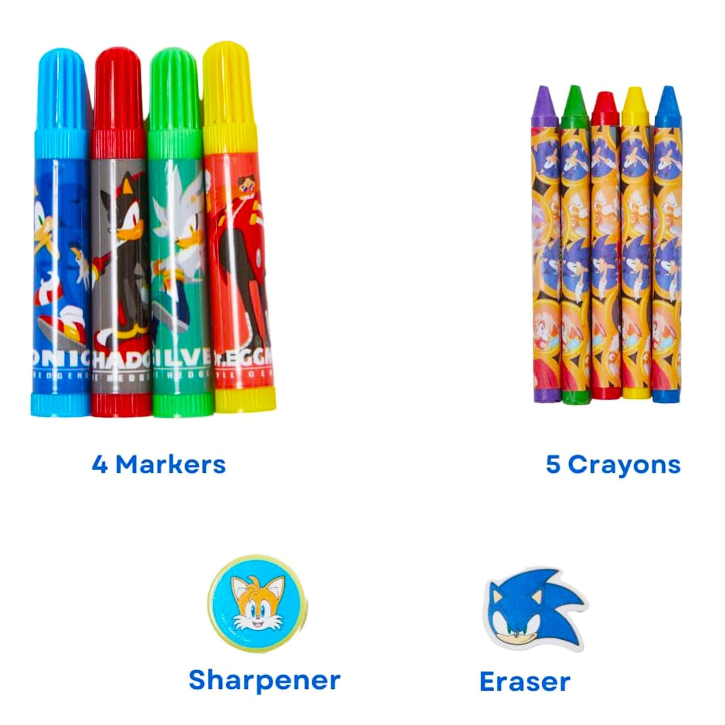 Sonic The Hedgehog Art Set for Kids, Toddlers - 30 Pc Bundle with Sonic Coloring Sketchpad, Stickers, Crayons, More | Sonic Drawing Pad Activity Kit