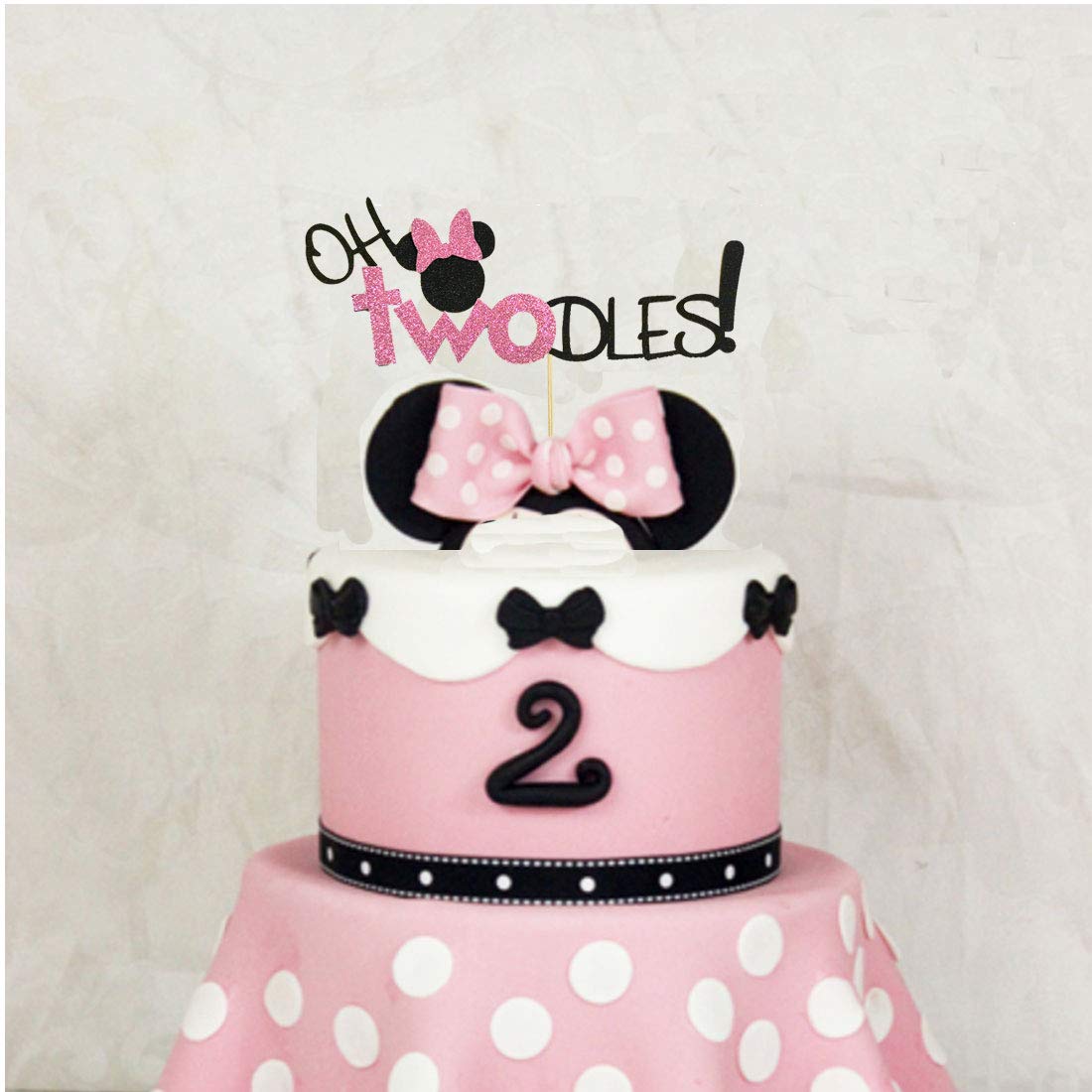 Oh Twodles Pink Cake Topper Second 2nd Birthday Party Supplies Decorations for Baby Girl Bday