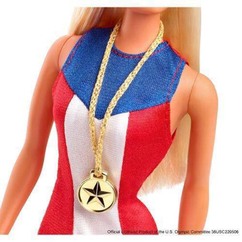 Barbie 1975 Gold Medal Doll Reproduction, Wearing Olympics-Themed One-Piece and Gold Medal Accessory. with Doll Stand and Certificate of Authenticity