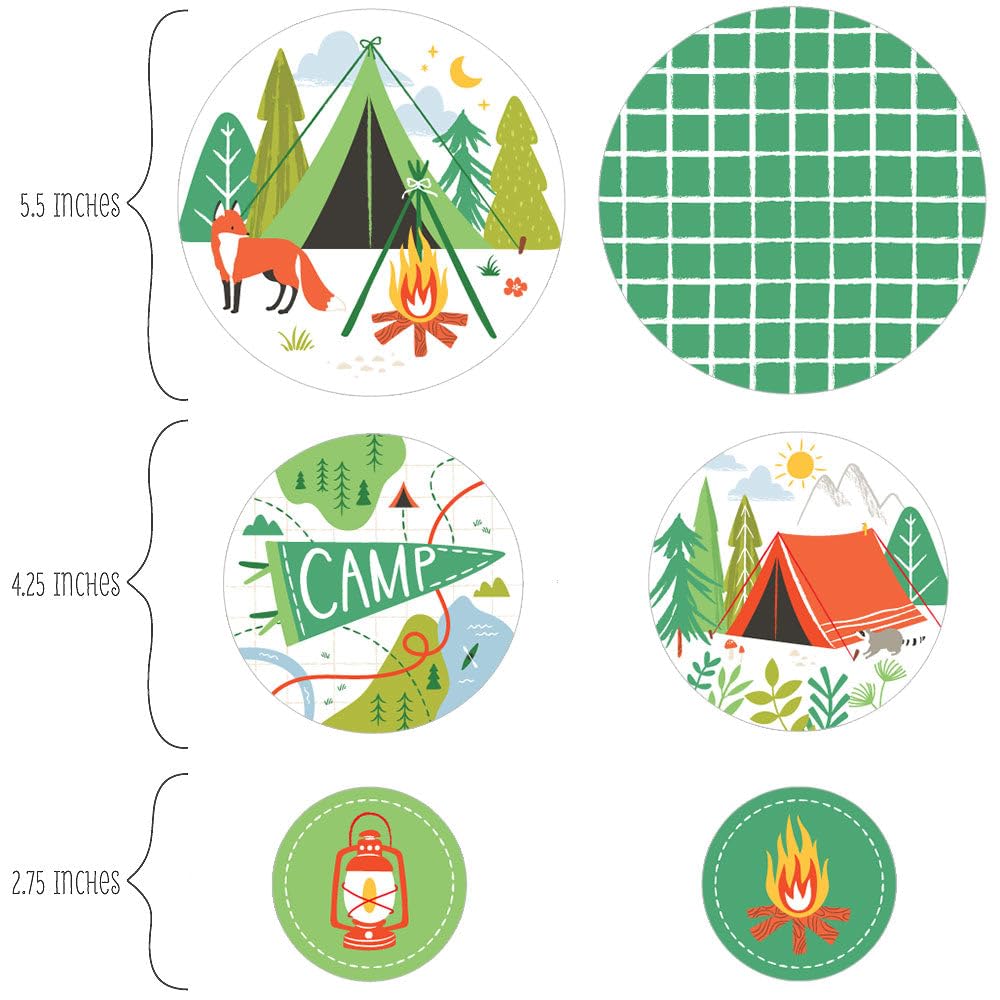 Big Dot of Happiness Camping Large Confetti, Happy Camper Kids Birthday Party Table Decorations, Giant Confetti Centerpiece - 27 Count Circles