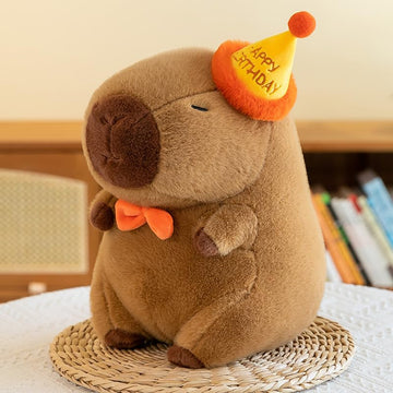 Arkdorz Cute Birthday Capybara Plush,12inch Kawaii Capybara Stuffed Animal Soft Stuffed Toy Birthday Gifts Party Decoration for Kids