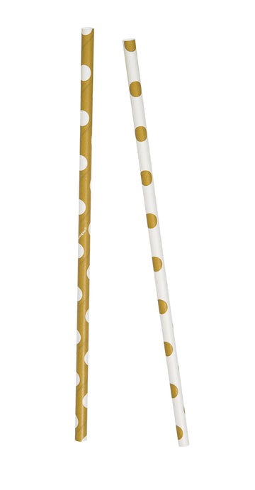 Gold Polka Dot Paper Straws, 10ct