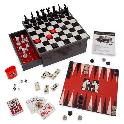 Disney Store Dolls & Games Mickey Mouse Deluxe Game Set - Includes Disney Chess Set, Checkers Pieces, Backgammon Board, Playing Cards, Poker Chips