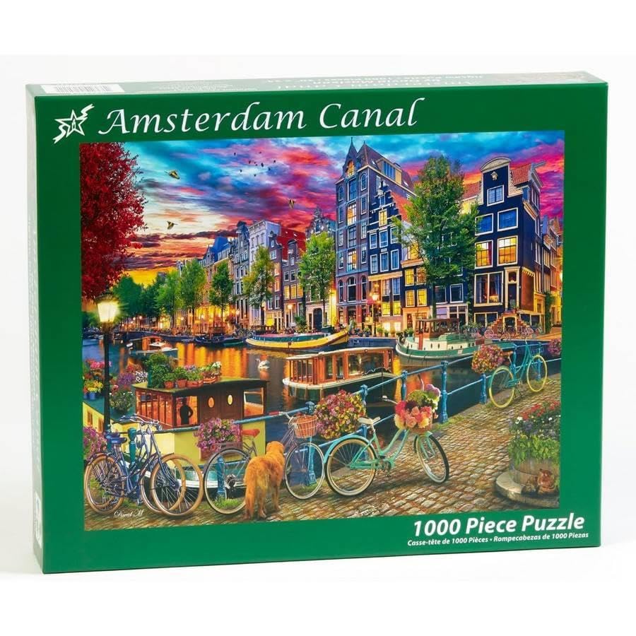 Vermont Christmas Company 'Amsterdam Canal' Jigsaw Puzzle 1000 Piece - Large Pieces - Fully Interlocking & Randomly Shaped Pieces