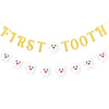 Pre-Strung Tooth Theme Banner Decorations, Gold Glitter Letter Garland with Tooth-Shaped Hanging Decor for Dental Clinic, Oral Health Events