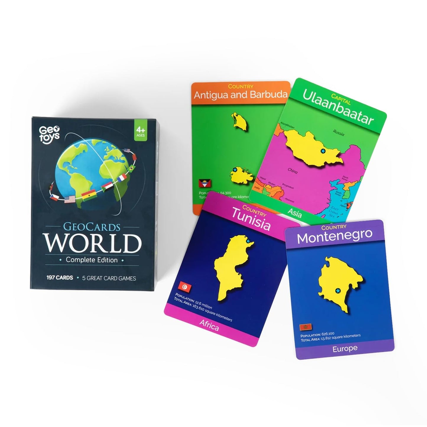 GeoToys GeoCards, World Complete Edition Flash Cards Geography Game, Countries of the World Flashcards, Kids Card Games for Families, Home, School