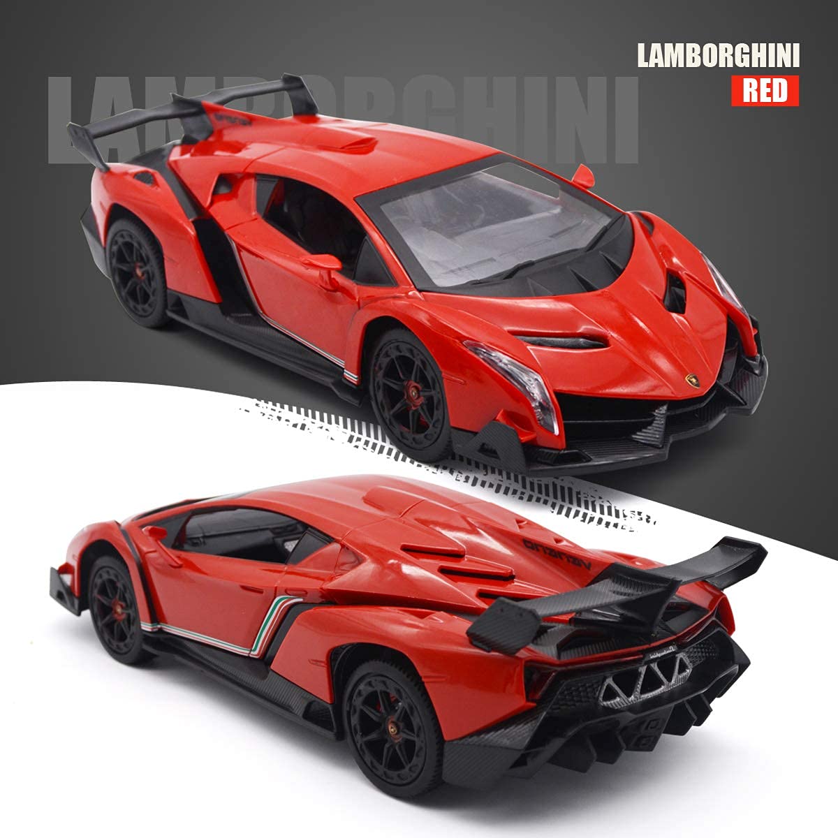 QUN FENG Remote Control Car Lamborghini Licensed 1:24 RC Car 2.4G,red