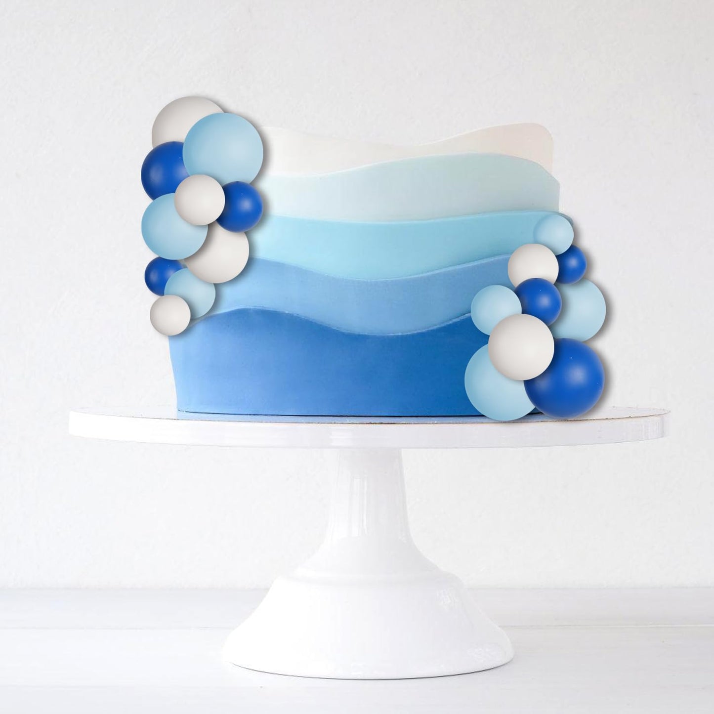 30 PCS Balls Cake Topper DIY Cake Insert Toppers Ball Cake Picks Cupcake Topper for Birthday Party Baby Shower Wedding Cake Decoration(Blue White Dark