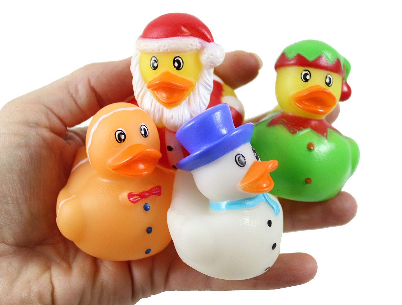 Curious Minds Busy Bags 24 Christmas Rubber Duckies - Santa, Gingerbread Man, Snowman, and Elf Ducks - Cute Holiday Party Favor Decoration Gifts (2