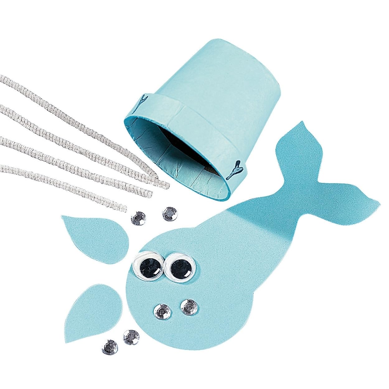 Fun Express VBS Supplies - Flowerpot Whale Craft kit Makes 12 - Vacation Bible School Supplies Decorations - Sunday School Crafts - Jonah
