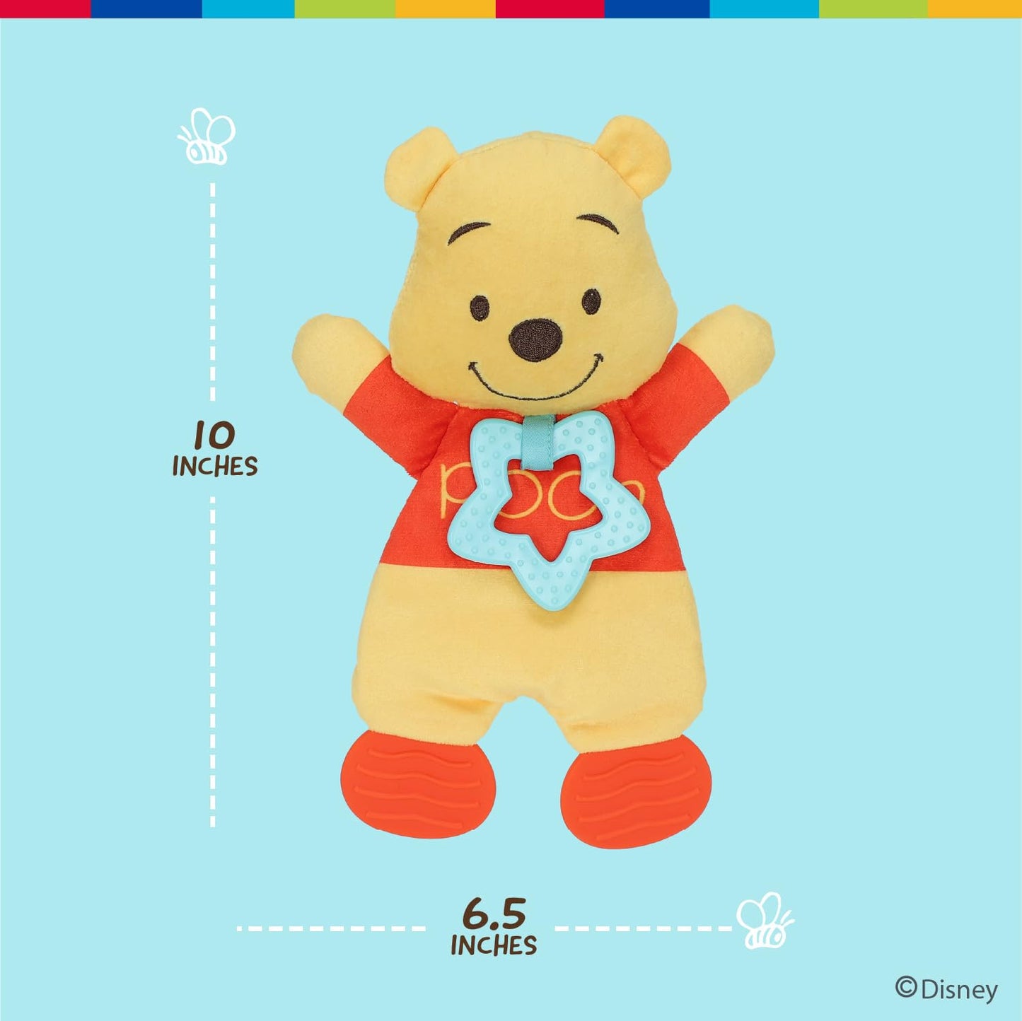 Disney Baby Winnie The Pooh Sensory Blanky with Crinkle and Teether Feet for Infant Baby Boys and Girls