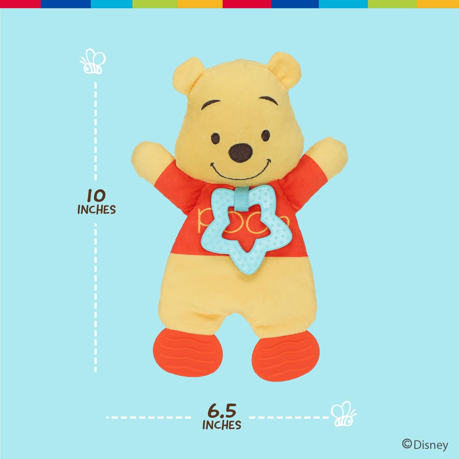 Disney Baby Winnie The Pooh Sensory Blanky with Crinkle and Teether Feet for Infant Baby Boys and Girls
