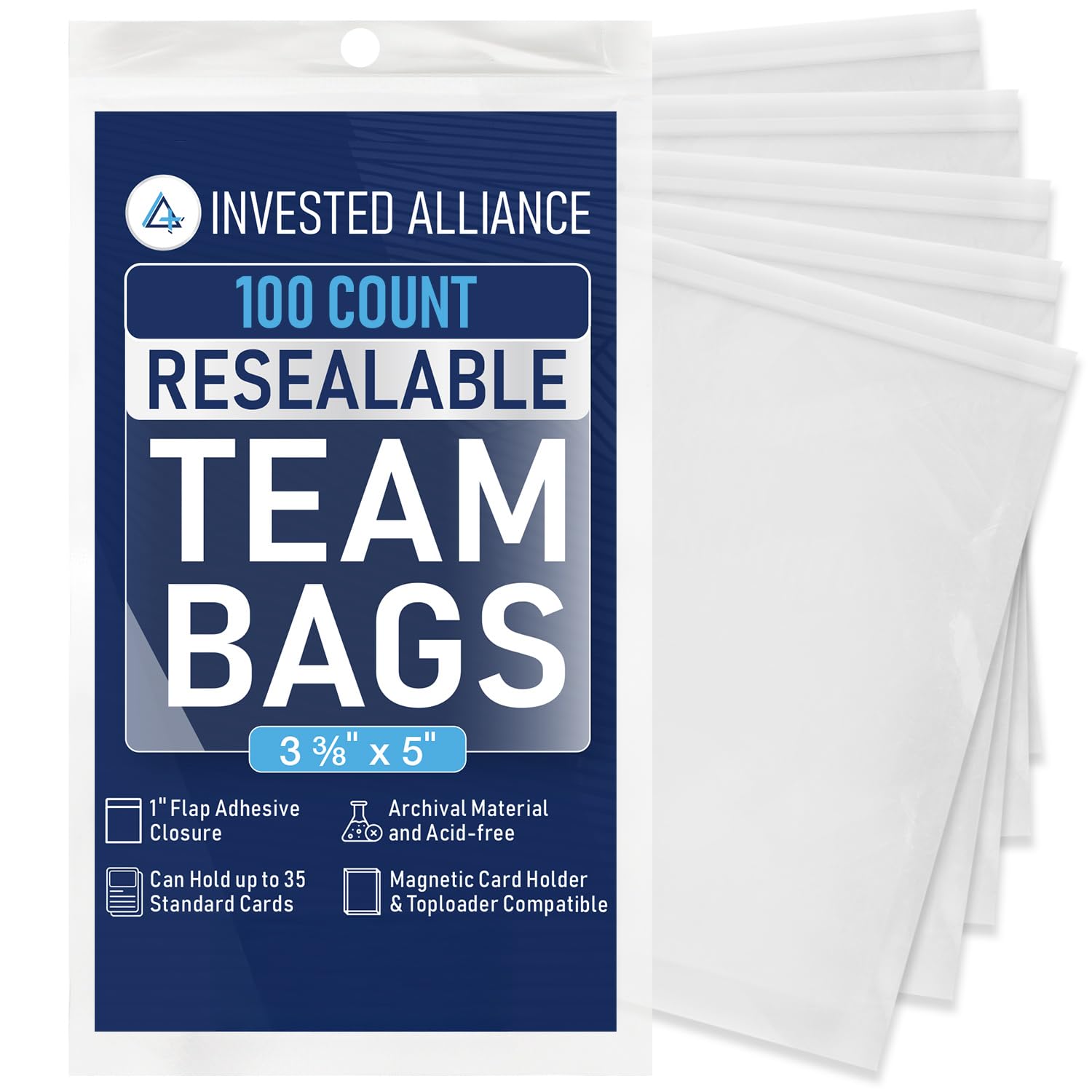 Invested Alliance Resealable Set Team Bags for Trading Cards | Ultra, TCG, Baseball, Sports Card Team Bags Sleeves. Fits Top loaders, Magnetic & Semi