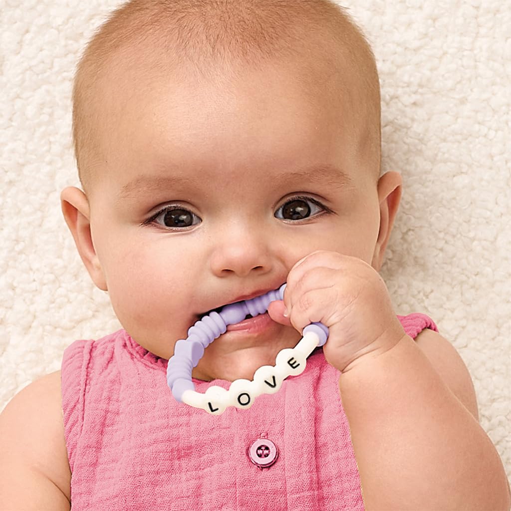 Itzy Ritzy Teething Rings - Set of 3 Textured, Silicone Rings for Ages 3 Months & Up - One-Piece Design with Adorable Messages (Pastel)