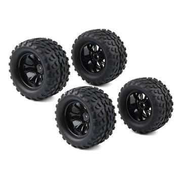 4X RC 1/10 Scale Monster Truck Tires Gravel Tread w/ 5 Spokes Wheel Rim