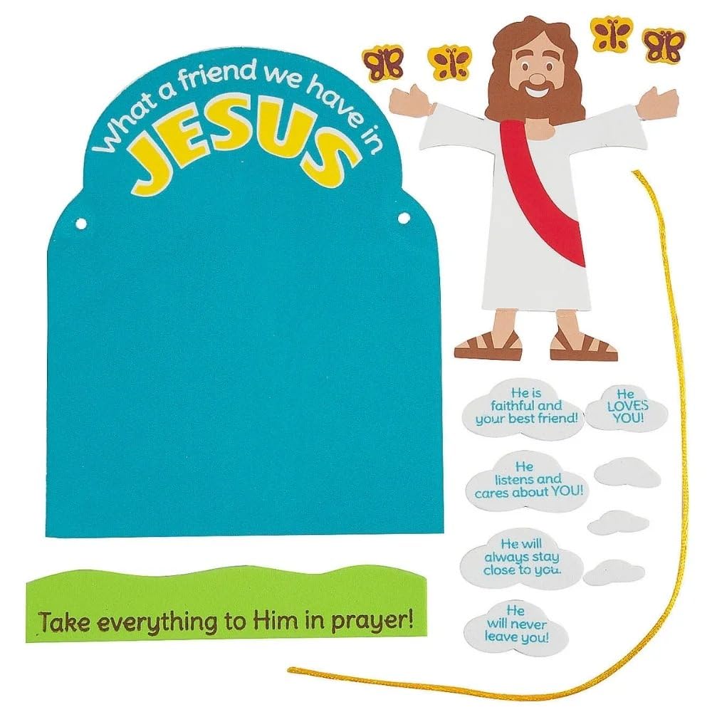Fun Express What A Friend We Have in Jesus Craft Kit - Sunday School Crafts for Kids Bulk 12 Pack | Christian Stickers for Kids & Bible Crafts |