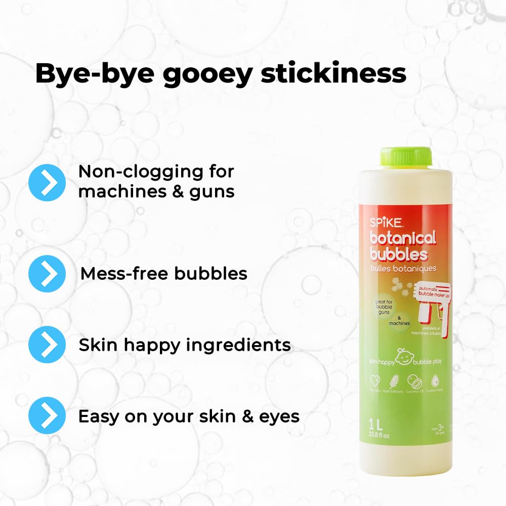 SPIKE Innobaby Bubble Machine/Gun-Friendly Botanical Bubble Solution 1L