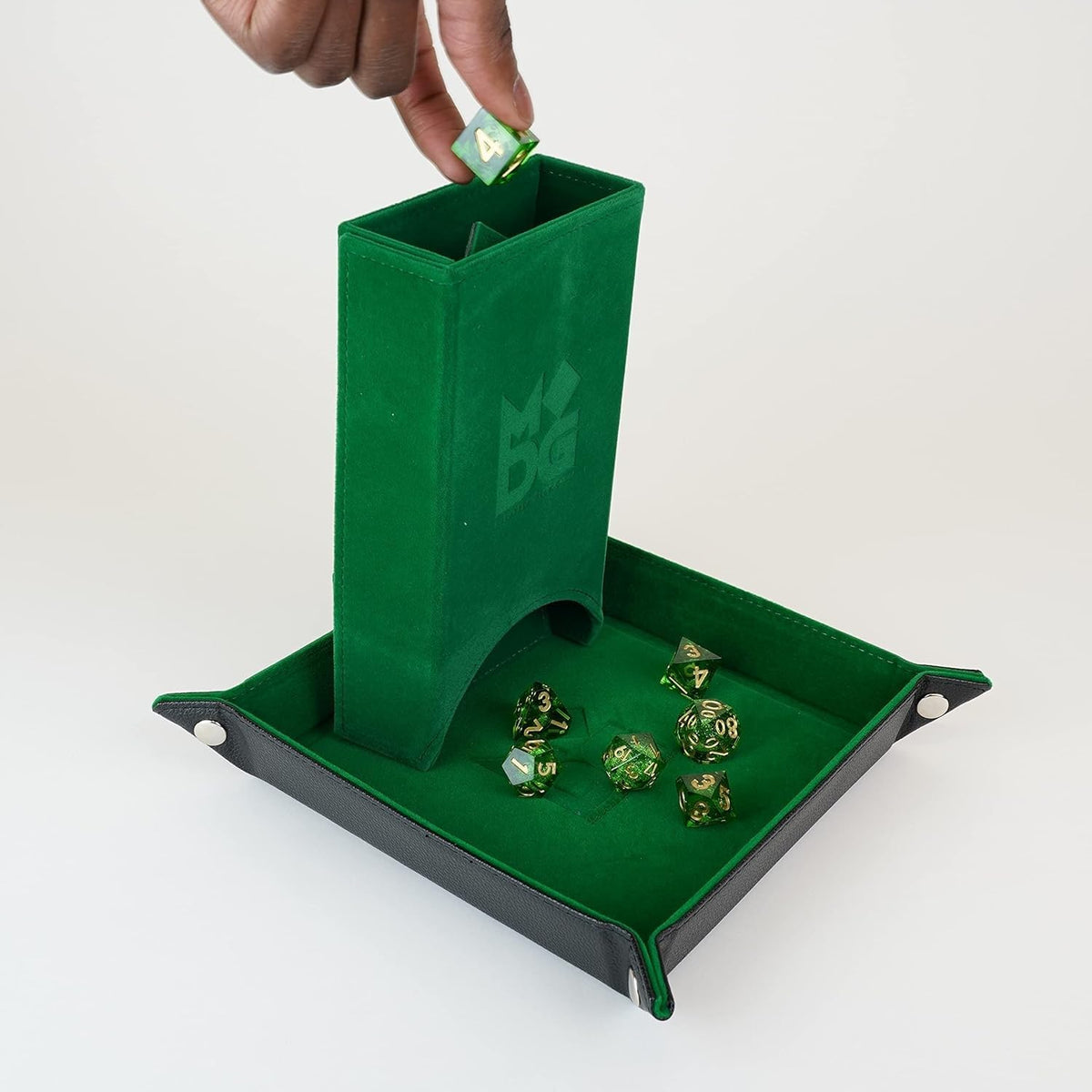 FanRoll by Metallic Dice Games Fold Up Dice Tower: Green, Role Playing Game Dice Accessories for Dungeons and Dragons