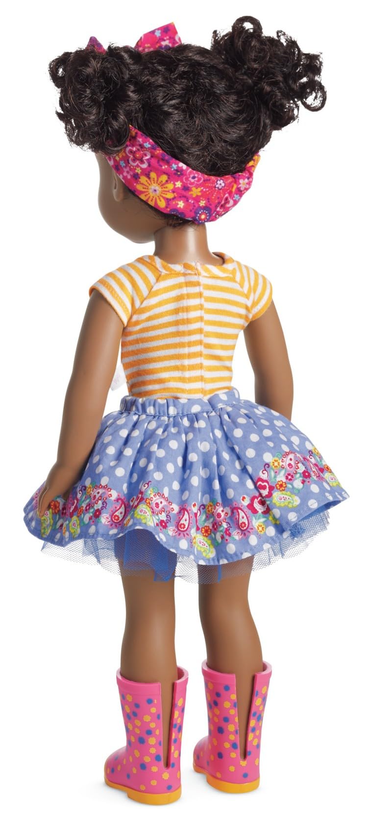 American Girl WellieWishers Kendall 14.5-inch Doll with Deep Brown Eyes, Curly Black Hair, Pink Sparkle Stretch Leotard, Periwinkle Glitter Mesh