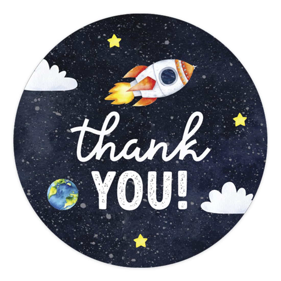 Andaz Press Kids Party Favor Thank You Stickers, 80-Pack 2-Inch Round Outer Space Birthday Stickers for Kids, Boys & Girls, Astronaut Sticker Labels