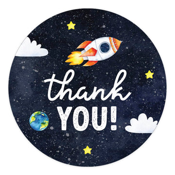 Andaz Press Kids Party Favor Thank You Stickers, 80-Pack 2-Inch Round Outer Space Birthday Stickers for Kids, Boys & Girls, Astronaut Sticker Labels