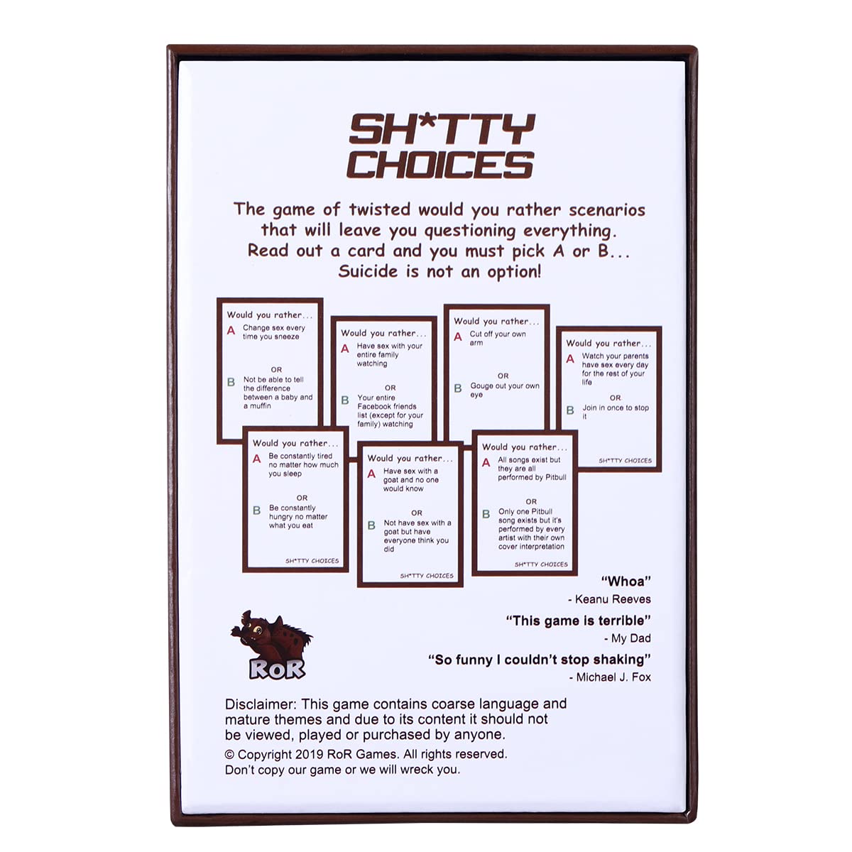 Shitty Choices Card Game Card Games for Adults Party Card Games for Adults and Family, Party Games for Game Night