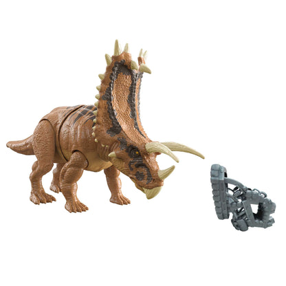 Mattel Jurassic World Mega Destroyers Dinosaur Action Figure, Pentaceratops Dino Toy with Attack Motion & Breakaway Accessory