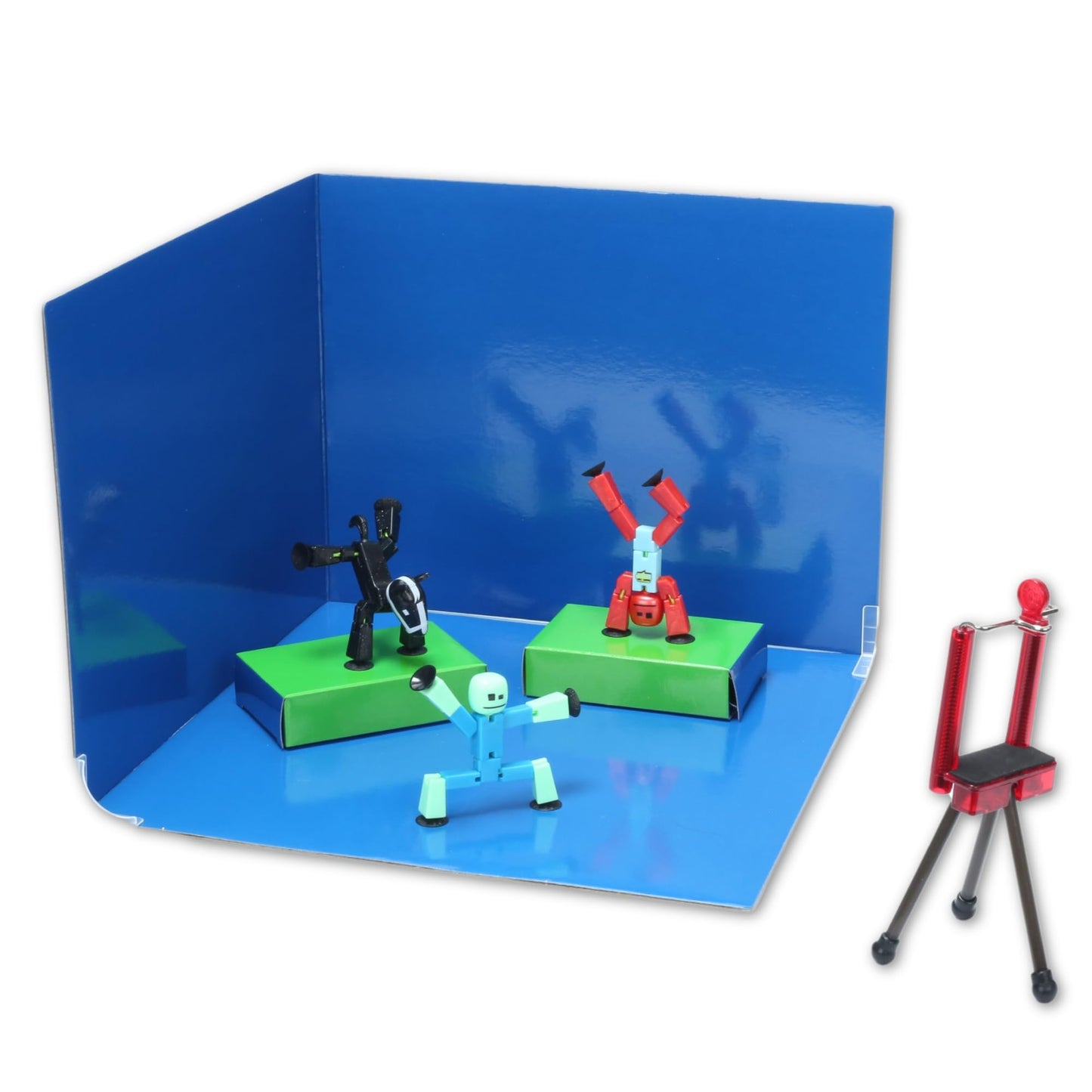 STIKBOT Zing Zanimation Studio with Horse (What the Bot) - Stop Motion Animation Playset with Poseable Figures & Green Screen for Creative Play