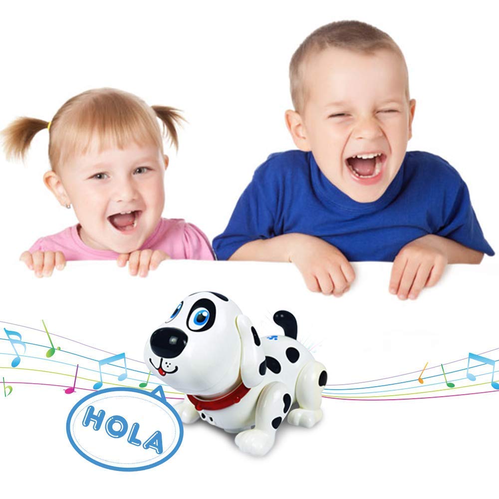 WEofferwhatYOUwant Robot Dog - Electronic Spanish Harry Puppy - Bilingual Interactive Pet Dog Toy for Toddlers - Walks, Barks, Sings, Talks in Spanish