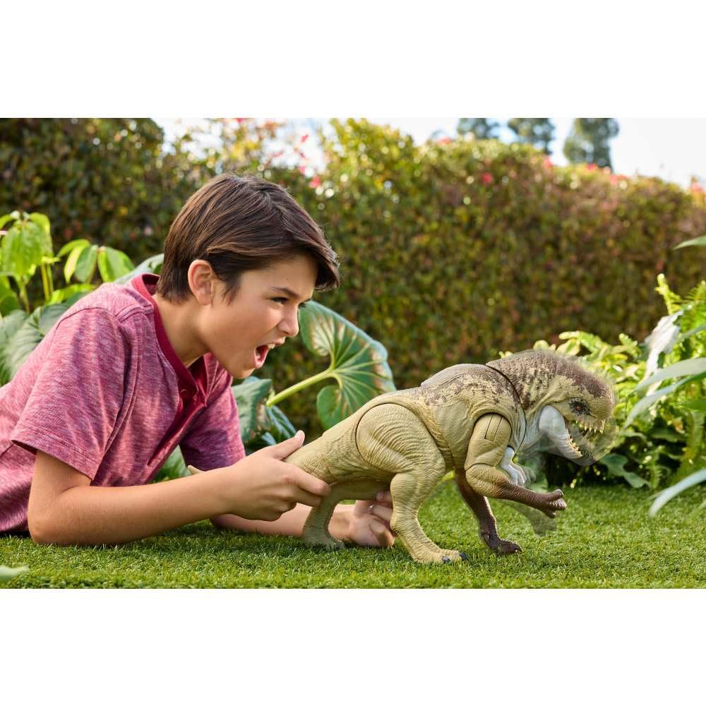 Mattel Jurassic World Rebirth Distortus Rex Rumble N Rampage Dinosaur Action Figure 22 Inch with 2 Attack Actions, Content-Accurate, Digital Play