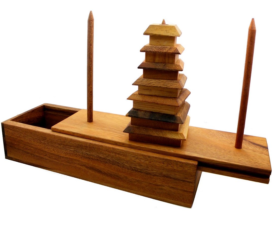 Tower of Hanoi Chedi 7 Layers - Wooden IQ Puzzle Brain Teaser