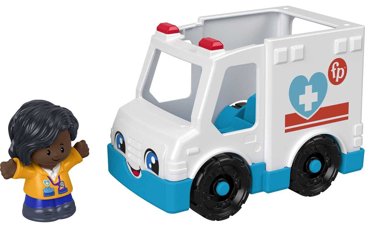 Fisher-Price Little People Ambulance, Push-Along Vehicle with EMT Figure for Toddlers and Preschool Kids Ages 1 to 5 Years