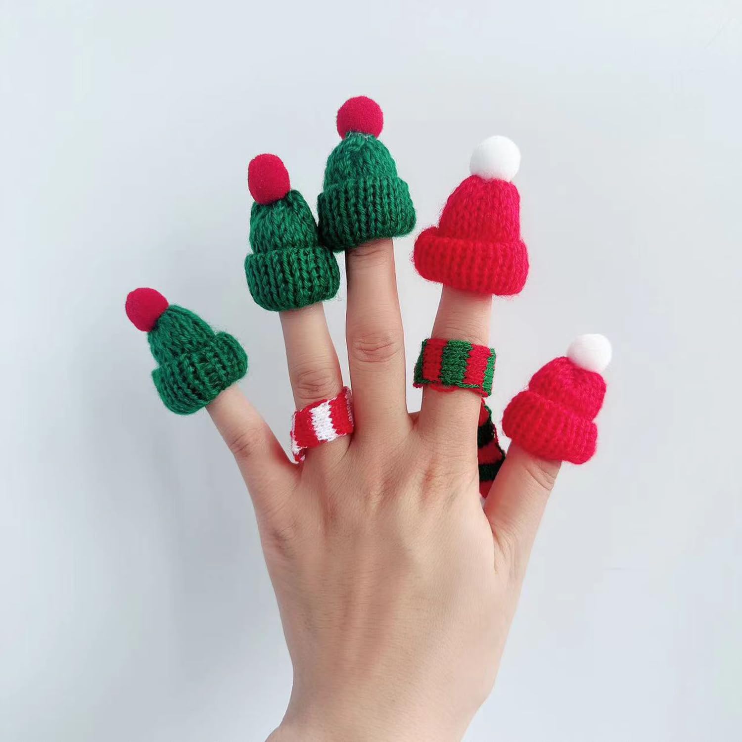 SUZLFTDZSW Mini Knit Hat Christmas Scarf Set Mini Santa Hats for Crafts Christmas Decorations Tree Ornaments for DIY Craft Art Snowman Doll Winter