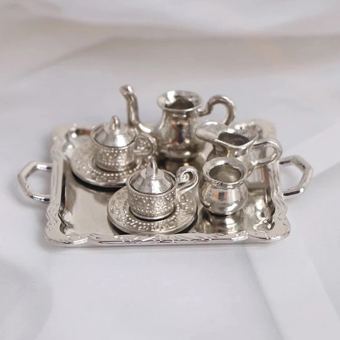 Miniature Tea Set(10pcs), Dollhouse Miniatures Dollhouse Decoration, Miniature Artisan Photography Props