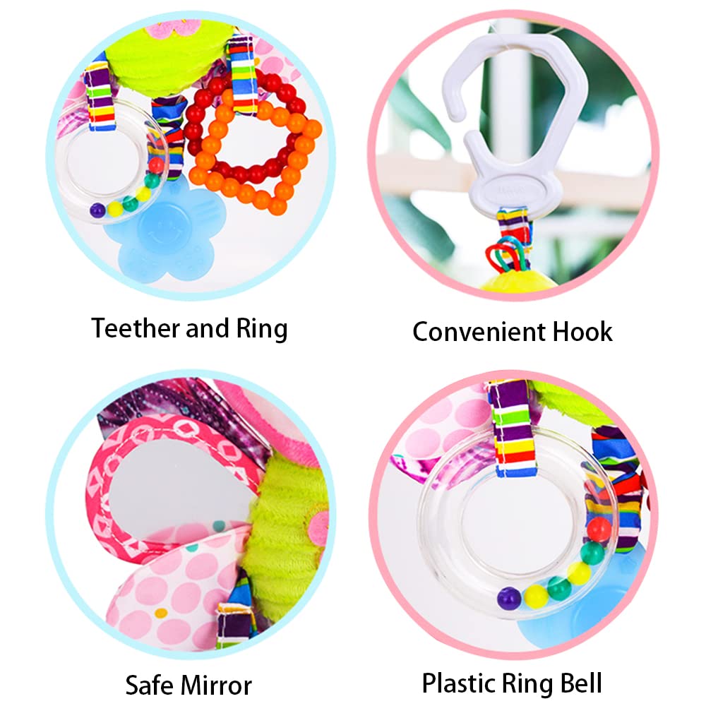 D-KINGCHY Baby Car Seat Stroller Plush Hanging Rattle Toys Newborn Crib Bed Around Toy with Teether Rattle Sound for 0-3 Years Old (Butterfly)