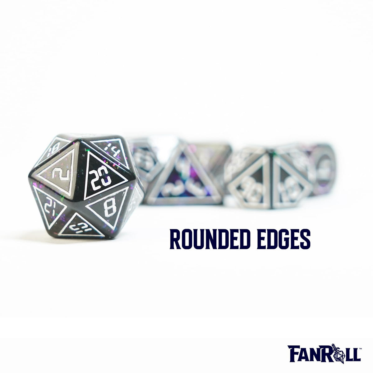 FanRoll 16mm Resin Poly DND Dice Set: Framed Void, Role Playing Game Dice for Dungeons and Dragons