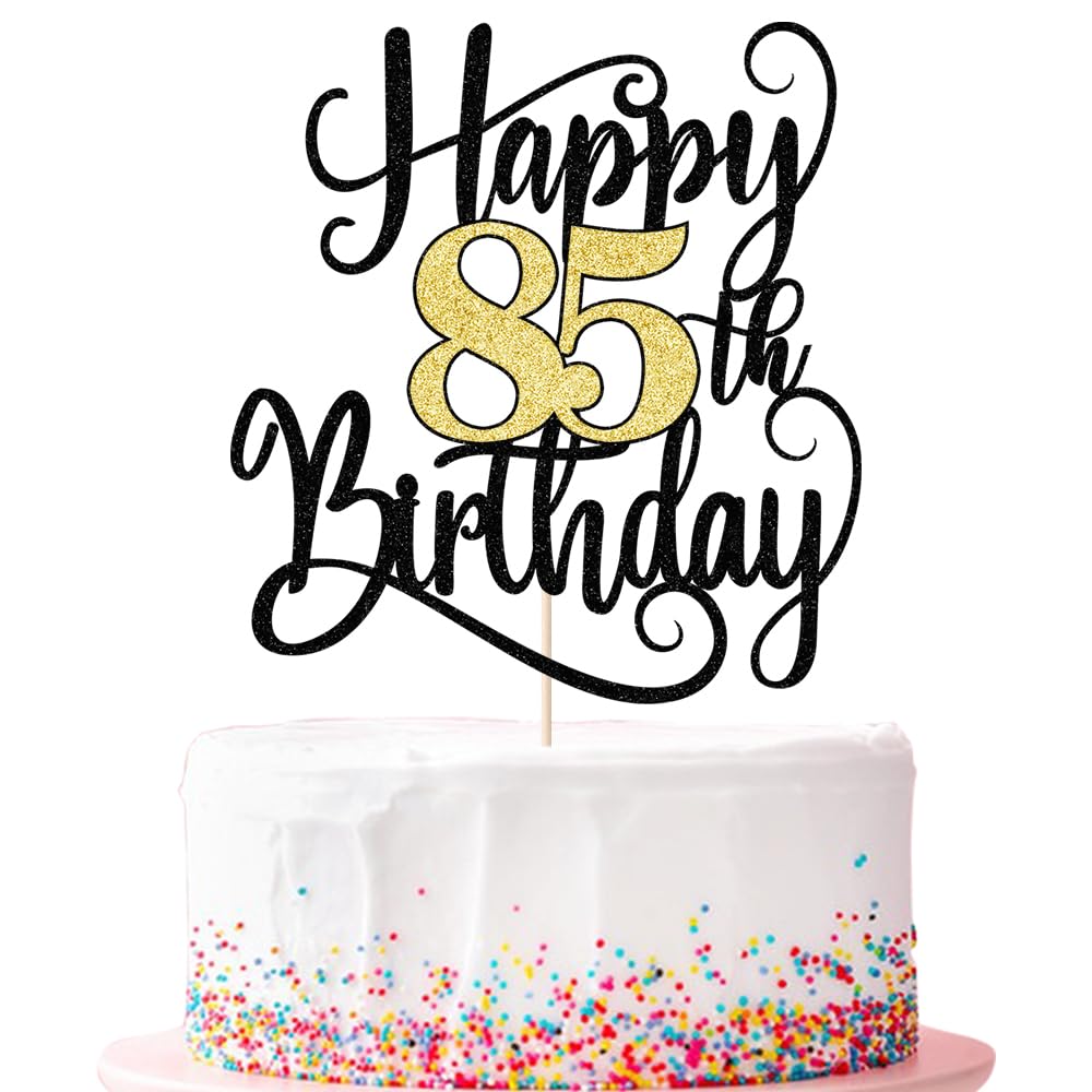 Ruscalin Happy 85th Birthday Cake Topper,85 Birthday Party Cake Decorations