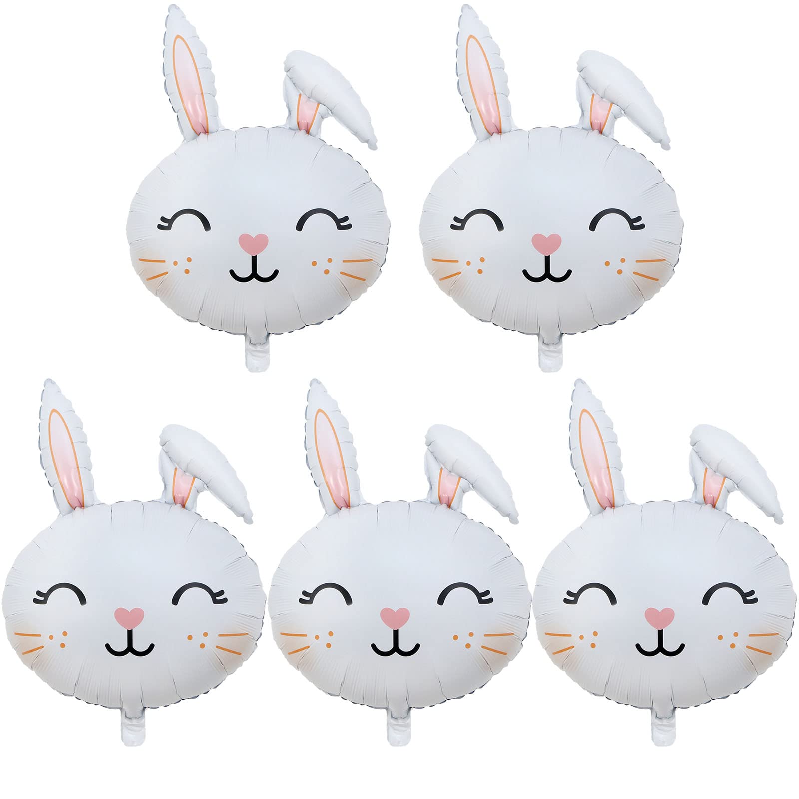 HADCKJA Bunny Balloons Easter Balloons Rabbit Head Foil Balloon for Easter Themed Party Bunny Birthday Supplies Decorations Party Sets-5 PCS