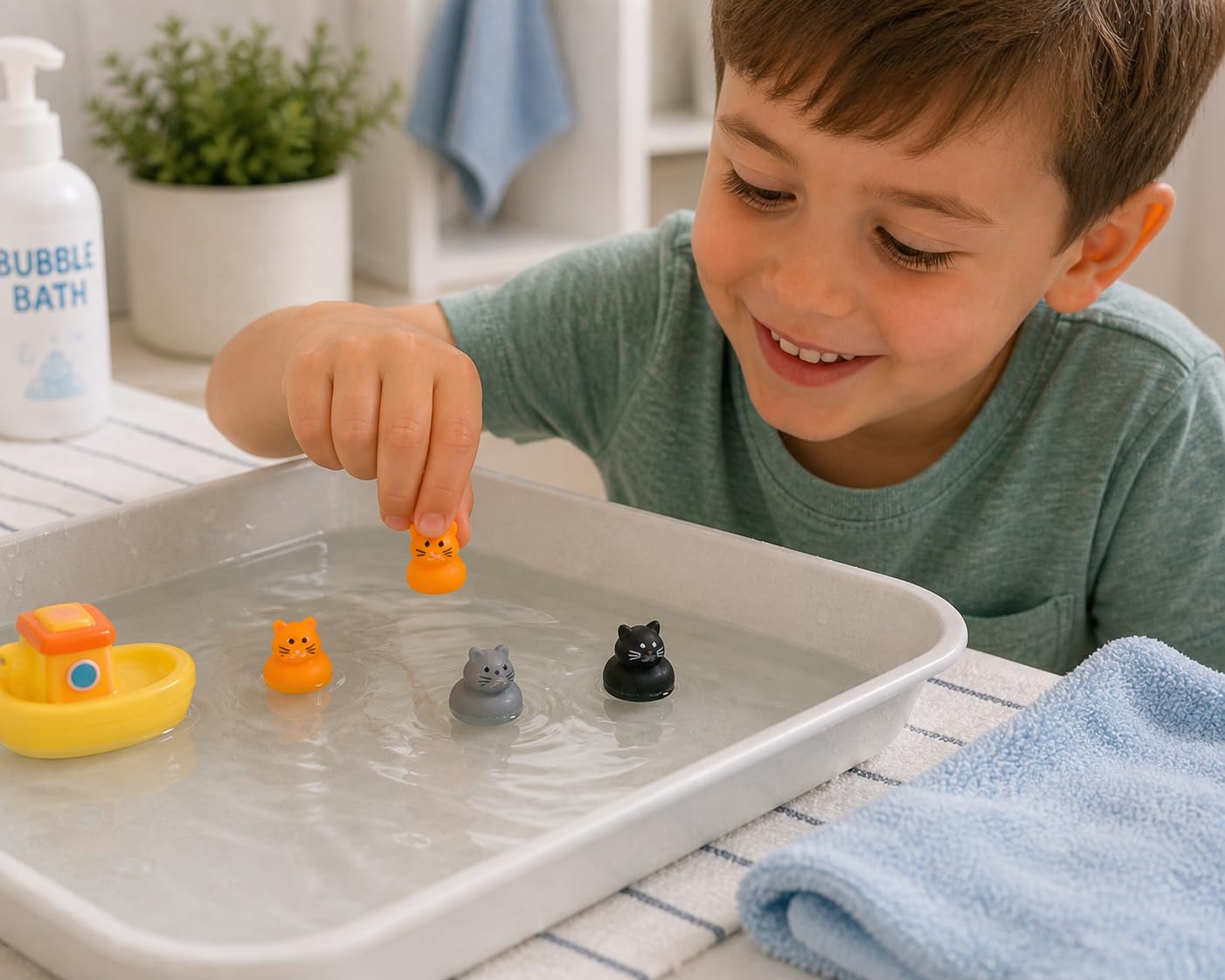 Fun Express 24-Piece Micro Cat Rubber Ducks - Tiny 0.5" Kawaii Mini Duckies for Jeep Ducking, Party Favors, and Classroom Rewards - Bulk Vinyl Kitty
