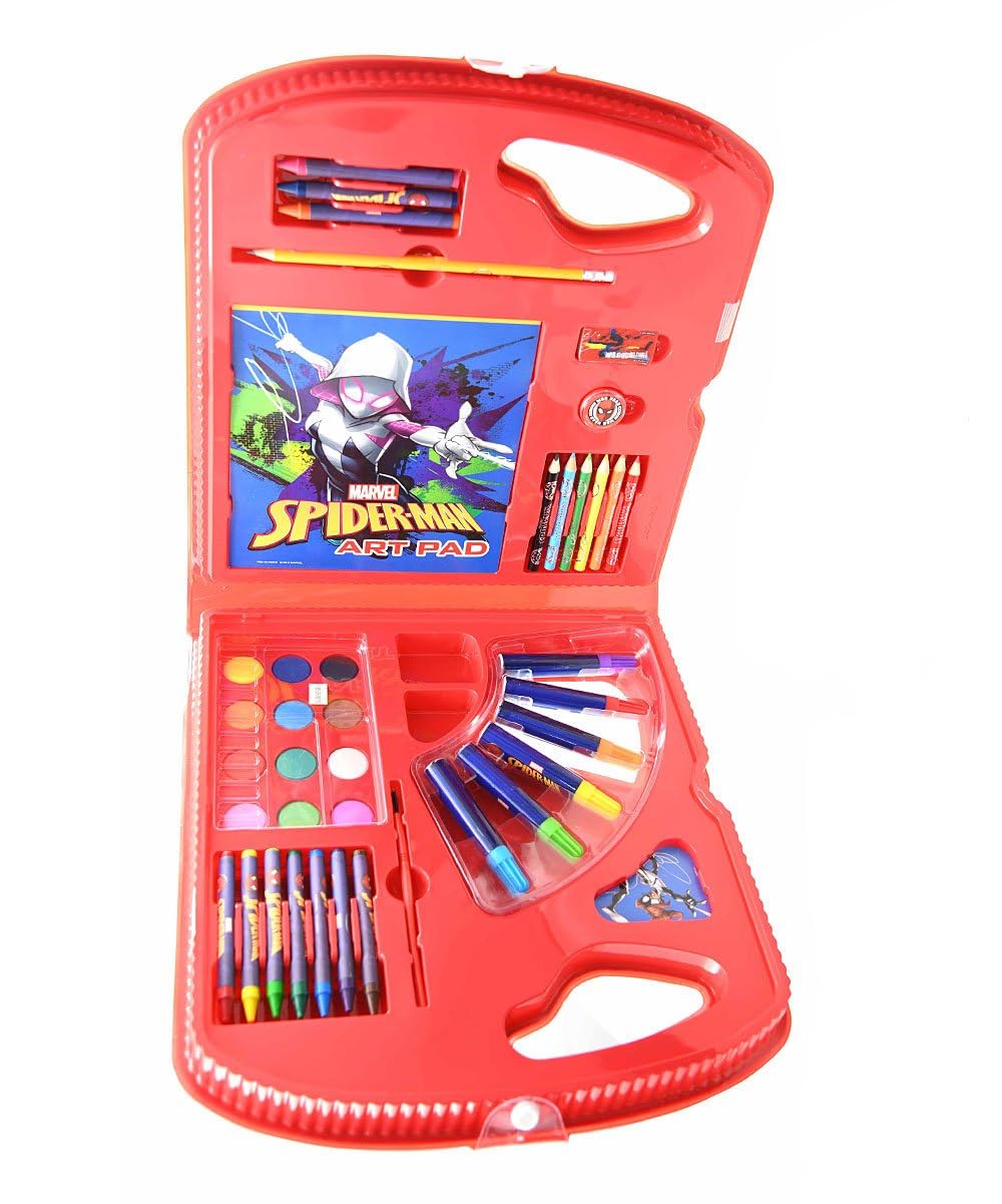 Marvel Spider-Man Art Set Bundle ~ 40 Pc Superhero Art Kit with Spiderman Coloring Utensils, Brushes, Art Pad, Stickers and More! (Spiderman Color