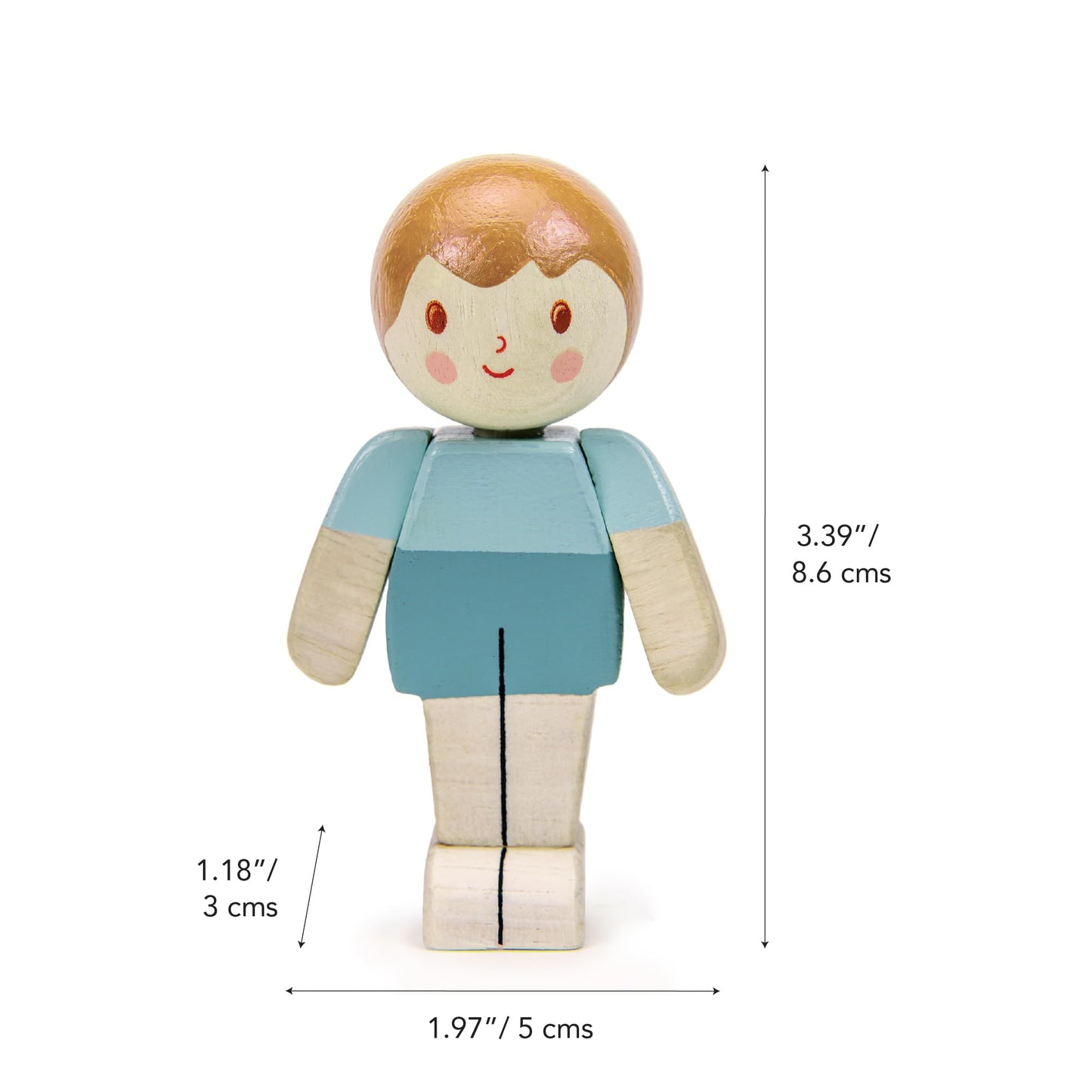 Tender Leaf Toys - We are Family - Ivory Boy - Eco-Friendly Multicultural Wooden Dolls with Moving Arms - Build Your own Family - Encourages